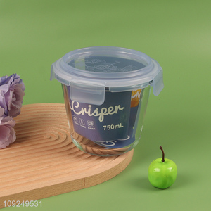 China wholesale round clear glass food container preservation box crisper