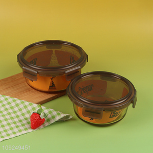 Popular products round home kitchen sealed glass food container preservation box