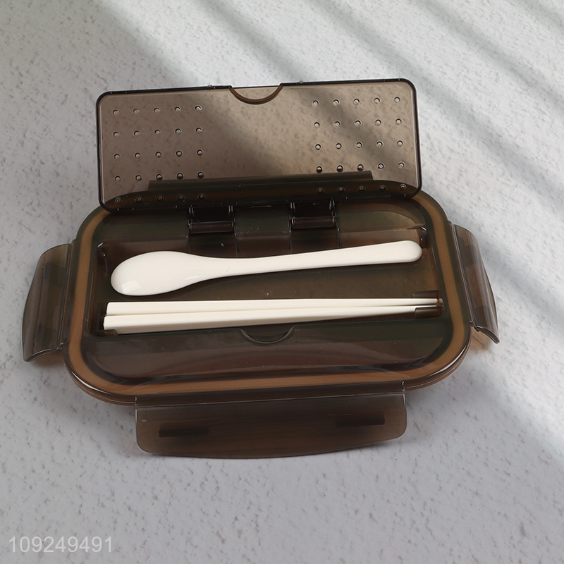 Low price rectangle glass food container preservation box lunch box with tableware