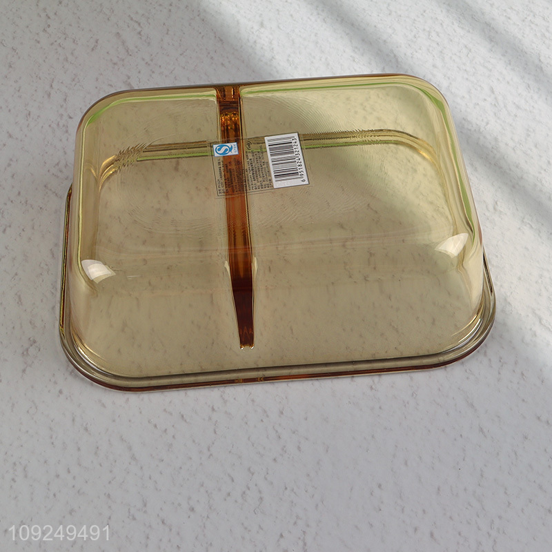 Low price rectangle glass food container preservation box lunch box with tableware