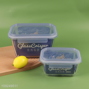 Top products rectangle clear glass food container preservation box for home kitchen
