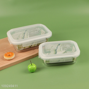 China factory rectangle glass food container preservation box for home kitchen