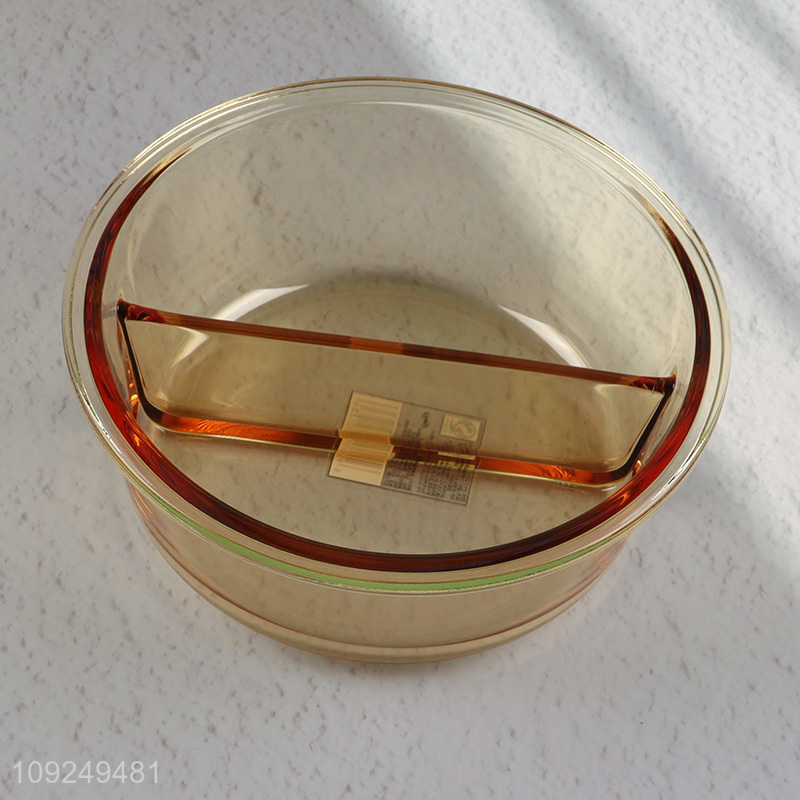 Yiwu market round home kitchen 2compartment glass food container preservation box lunch box