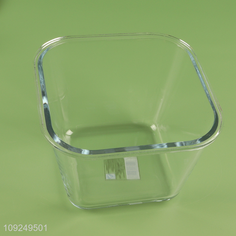 Good selling square 1.9L glass food container preservation box with lid