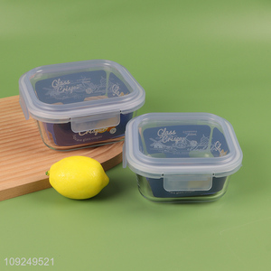 Low price square home kitchen clear glass food container preservation box