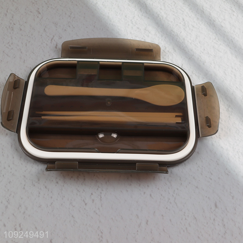 Low price rectangle glass food container preservation box lunch box with tableware