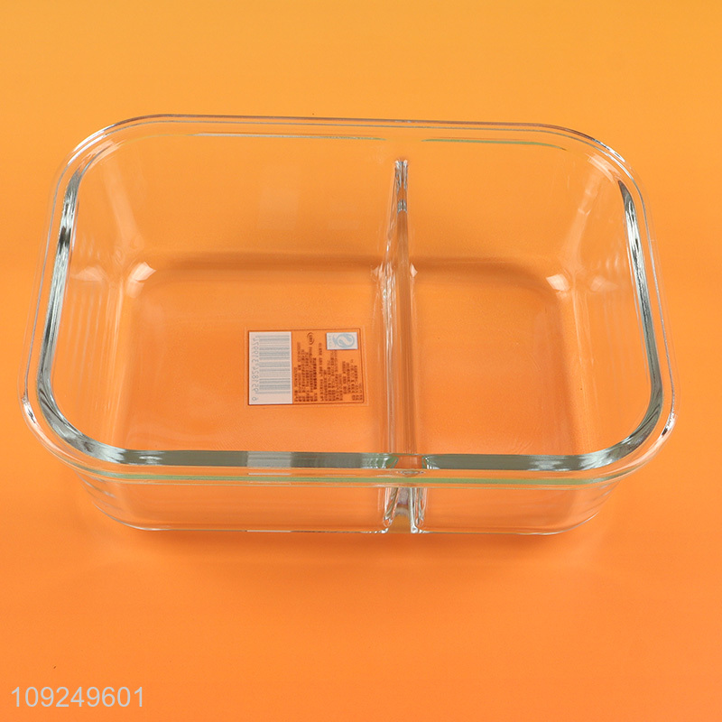Latest products 2compartment rectangle glass food container preservation box lunch box