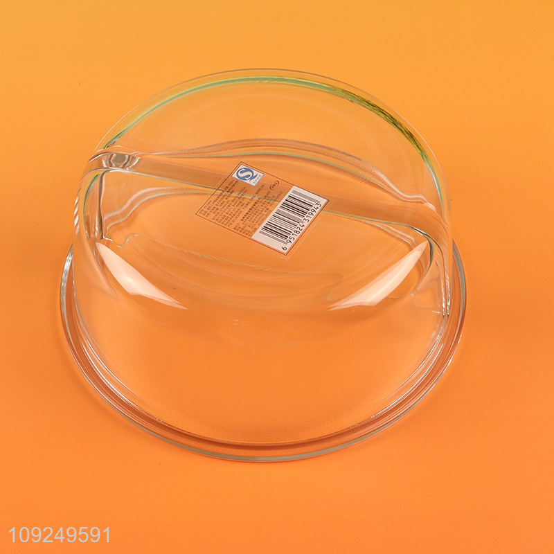Good quality round clear 2compartment glass food container preservation box lunch box
