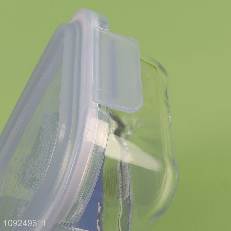 Factory price portable rectangle glass food container preservation box lunch box