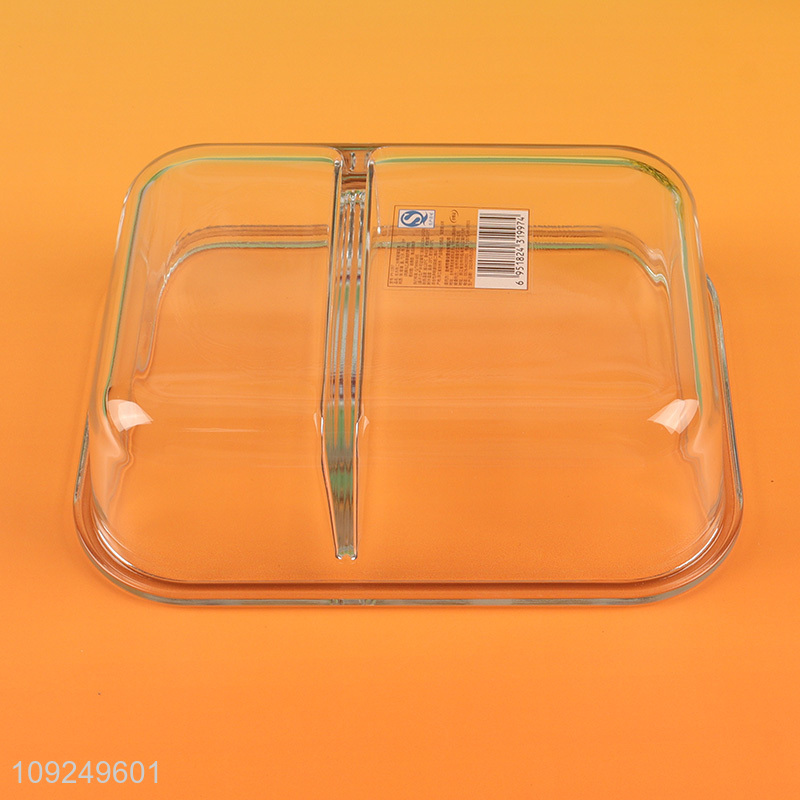 Latest products 2compartment rectangle glass food container preservation box lunch box