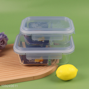Factory price portable rectangle glass food container preservation box lunch box