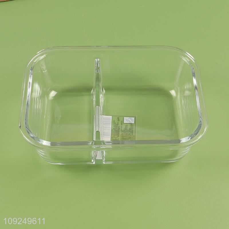 Factory price portable rectangle glass food container preservation box lunch box