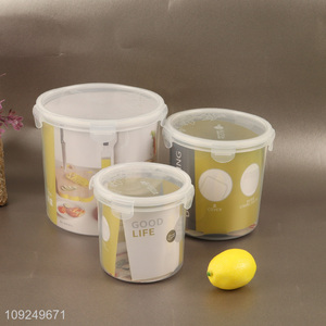 Top sale round sealed plastic food container preservation box crisper wholesale