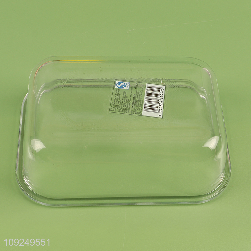 Hot selling rectangle clear glass food container preservation box wholesale