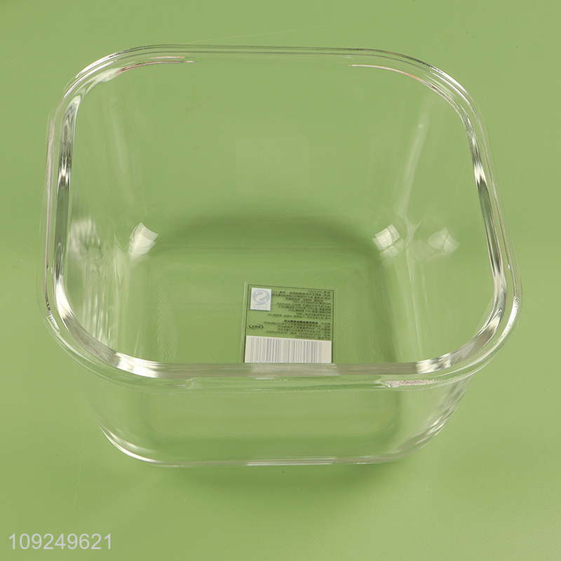 China products square clear glass food container preservation box with lid