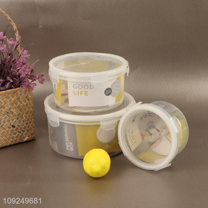 China wholesale round plastic food container preservation box crisper with lid