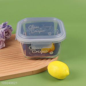 China products square clear glass food container preservation box with lid