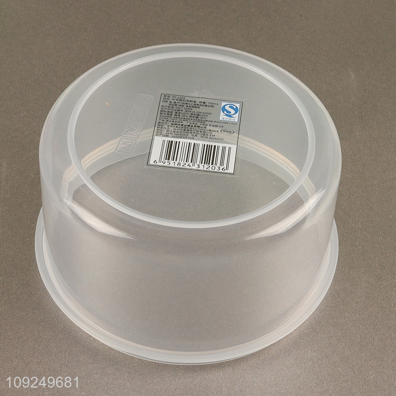 China wholesale round plastic food container preservation box crisper with lid