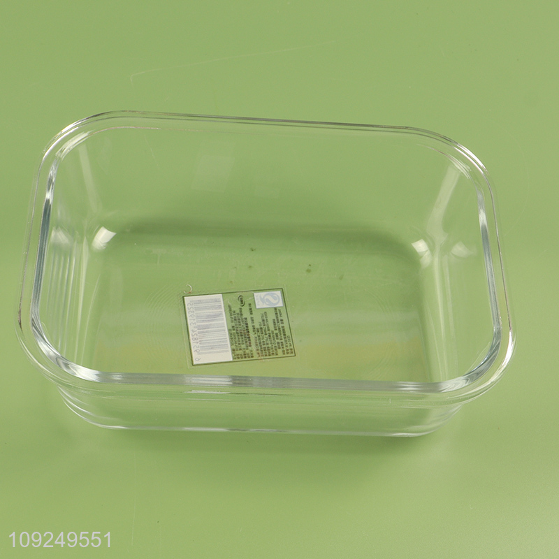 Hot selling rectangle clear glass food container preservation box wholesale