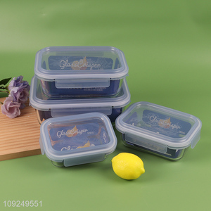 Hot selling rectangle clear glass food container preservation box wholesale