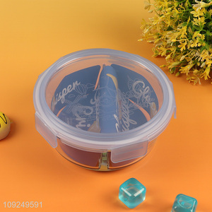 Good quality round clear 2compartment glass food container preservation box lunch box
