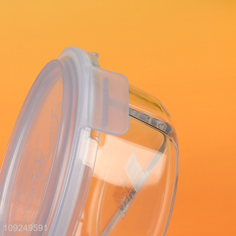 Good quality round clear 2compartment glass food container preservation box lunch box