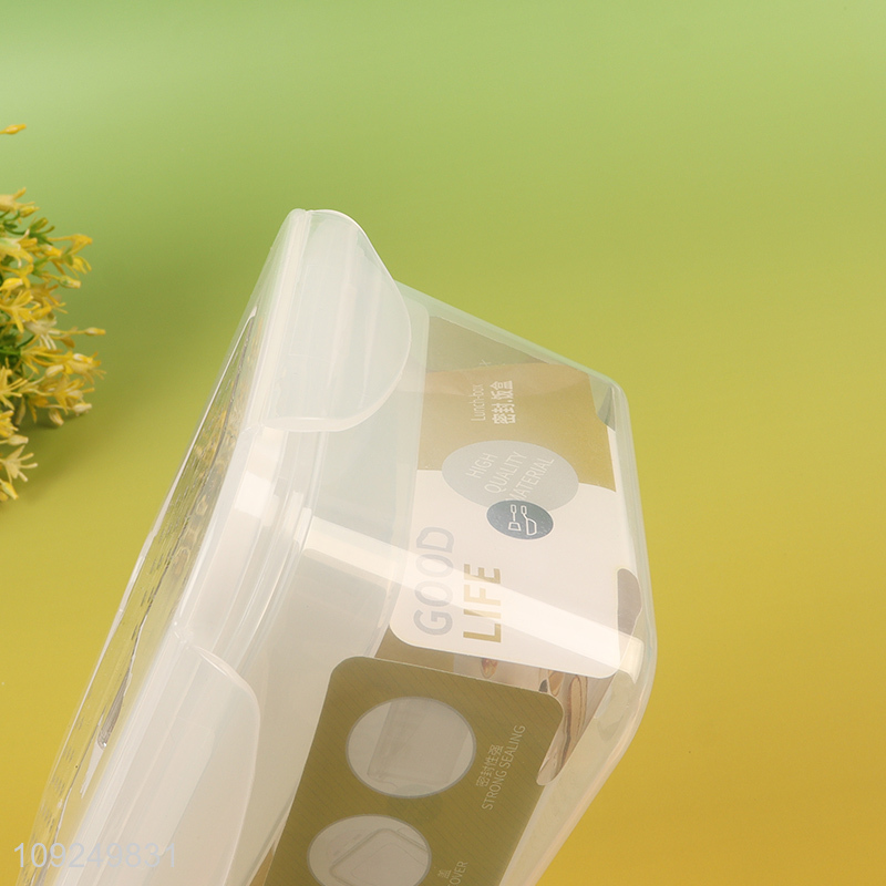 Best sale double-layer rectangle plastic lunch box with tableware set