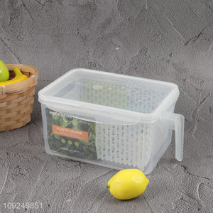 Factory direct sale rectangle plastic food container preservation box with handle