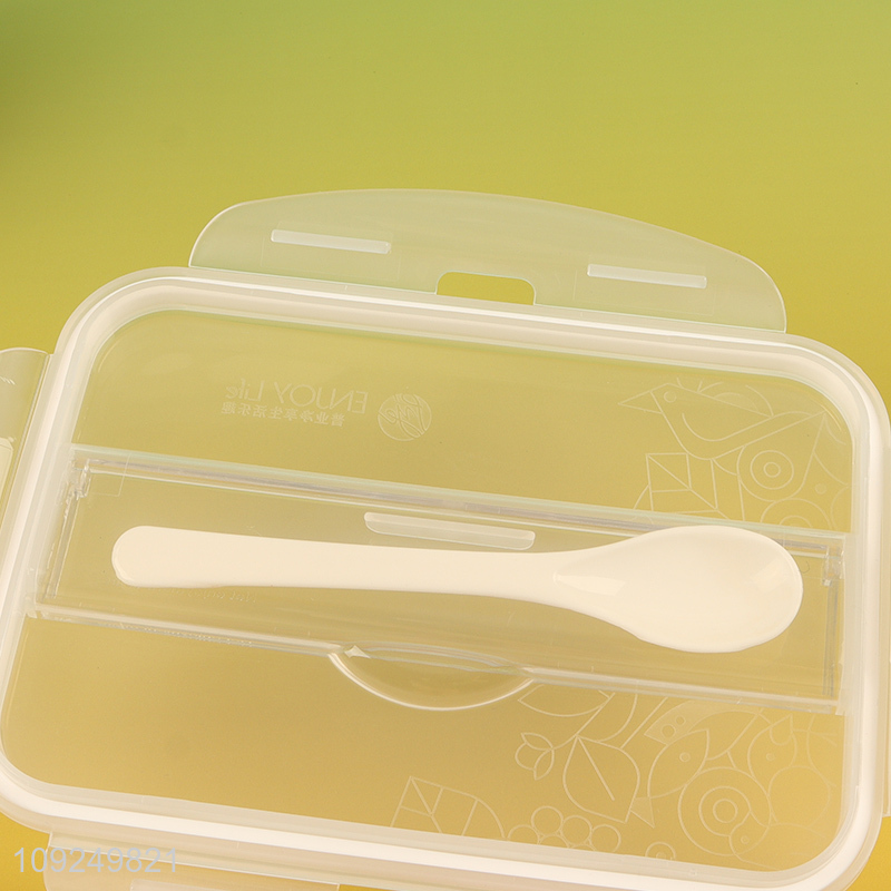 China products 2compartment school office plastic lunch box with spoon