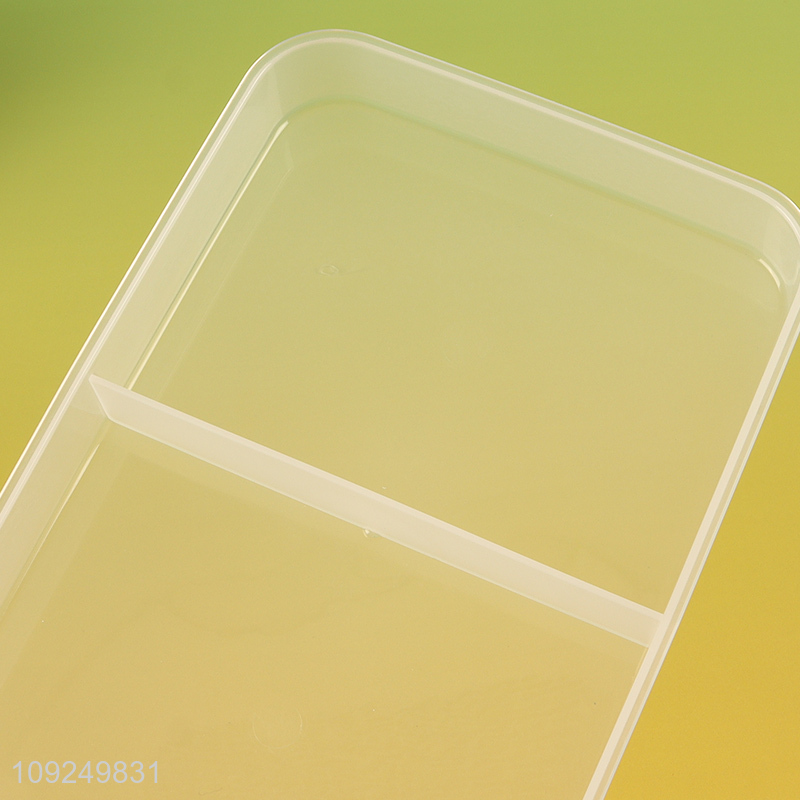 Best sale double-layer rectangle plastic lunch box with tableware set