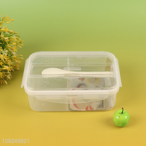 China products 2compartment school office plastic lunch box with spoon