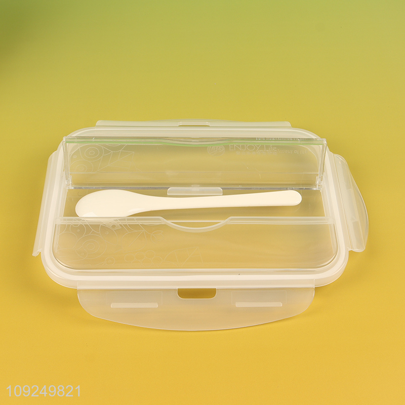 China products 2compartment school office plastic lunch box with spoon