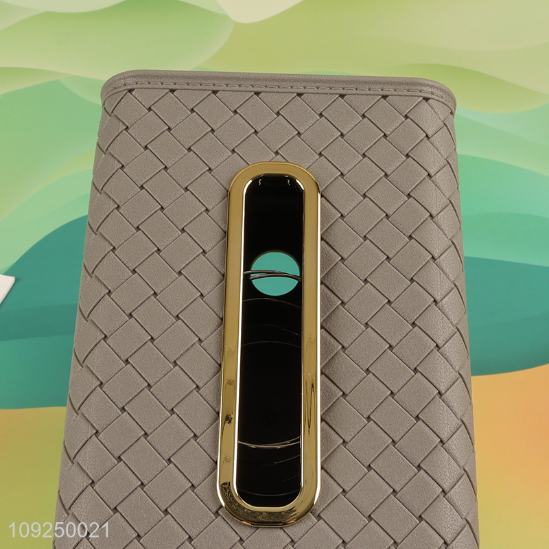 Hot products woven pattern leather tissue case holder tissue box