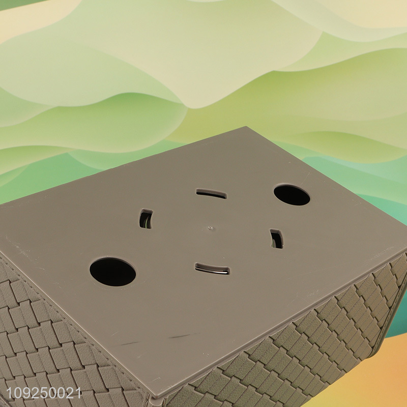 Hot products woven pattern leather tissue case holder tissue box