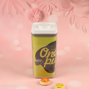 Top quality square 2.3L plastic food container dry food storage jar with lid