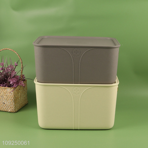 Top selling rectangle household sundries storage box with handle&lid