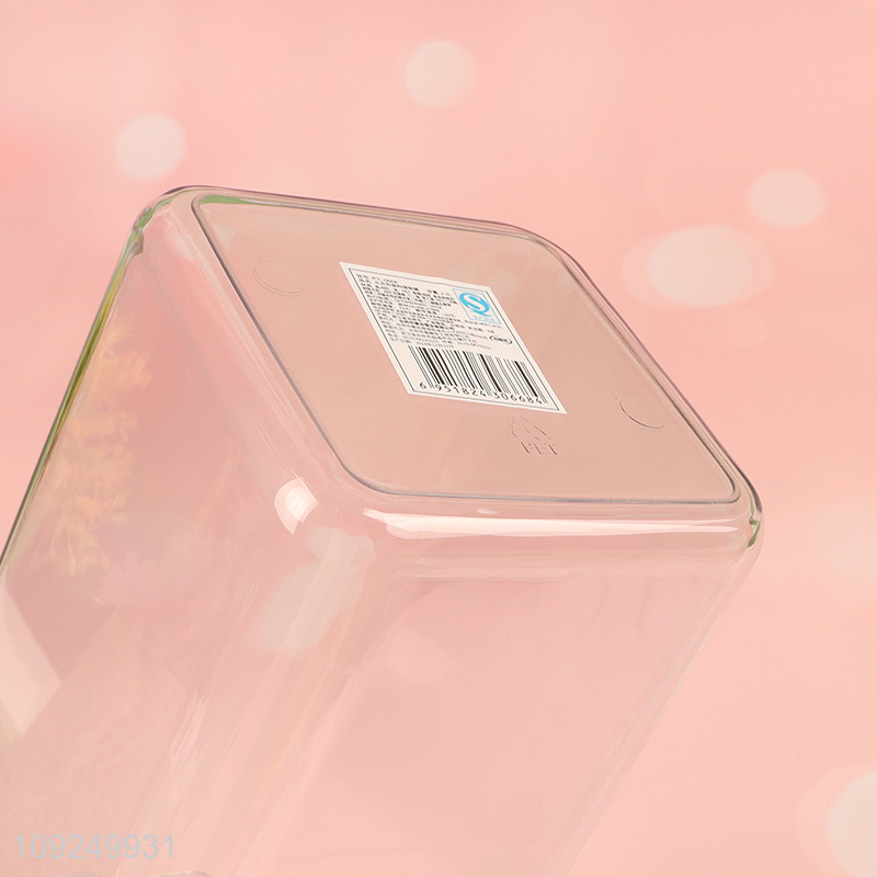 Top quality square 2.3L plastic food container dry food storage jar with lid