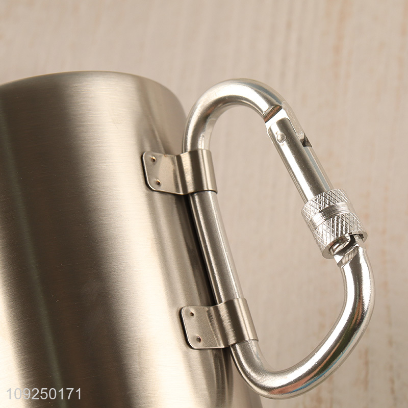 New Arrival Stainless Steel Camping Mug with Carabiner for Traveling Hiking