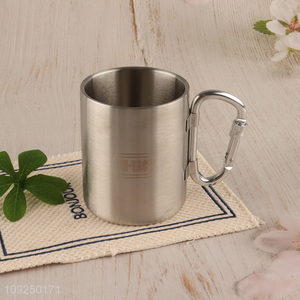 New Arrival Stainless Steel Camping Mug with Carabiner for Traveling Hiking