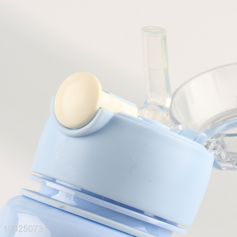 New Product Portable Leak Proof Plastic Water Bottle with Straw and Rope Handle
