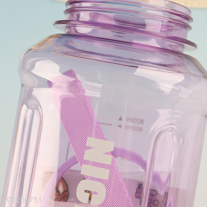 China Imports Plastic Fitness Sports Water Bottle with Shoulder Strap and Straw