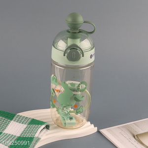 High Quality Plastic Water Bottle with Straw & Shoulder Strap for Kids Students