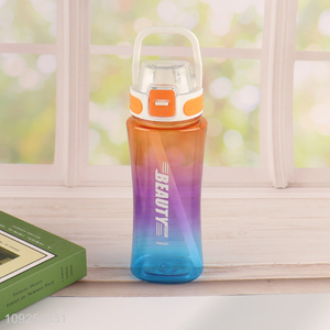 Factory Supply Plastic Water Bottle Plastic Sports Water Bottle with Handle & Straw