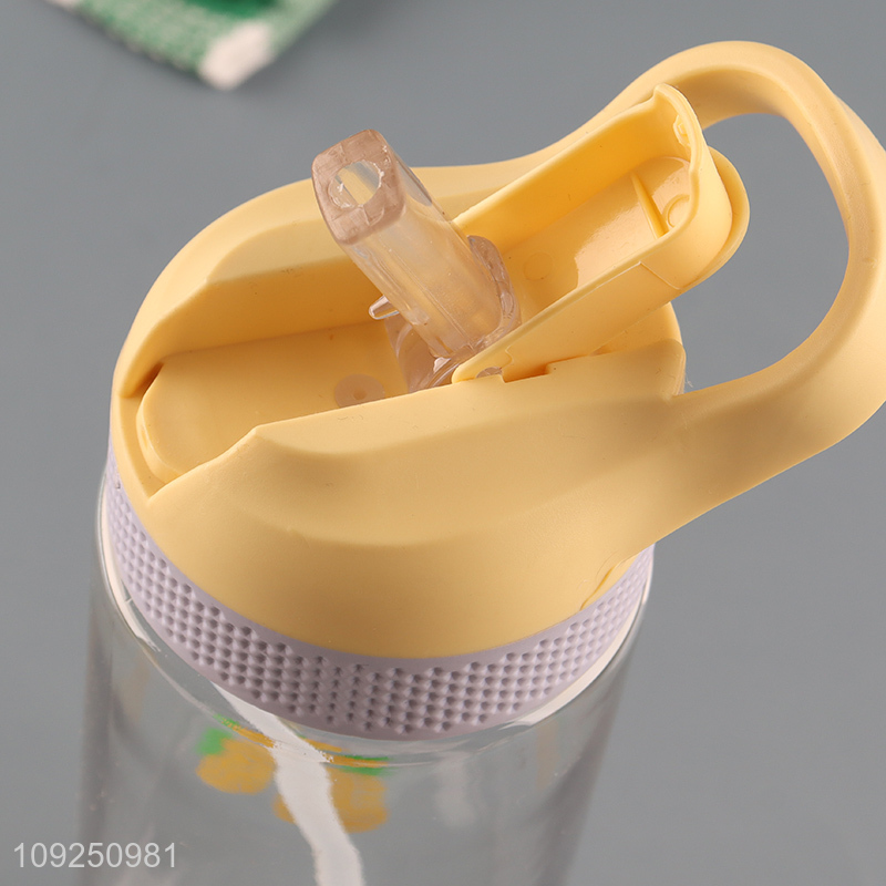 Hot Selling Portable Leak Proof Plastic Water Bottle with Flip Straw & Handle