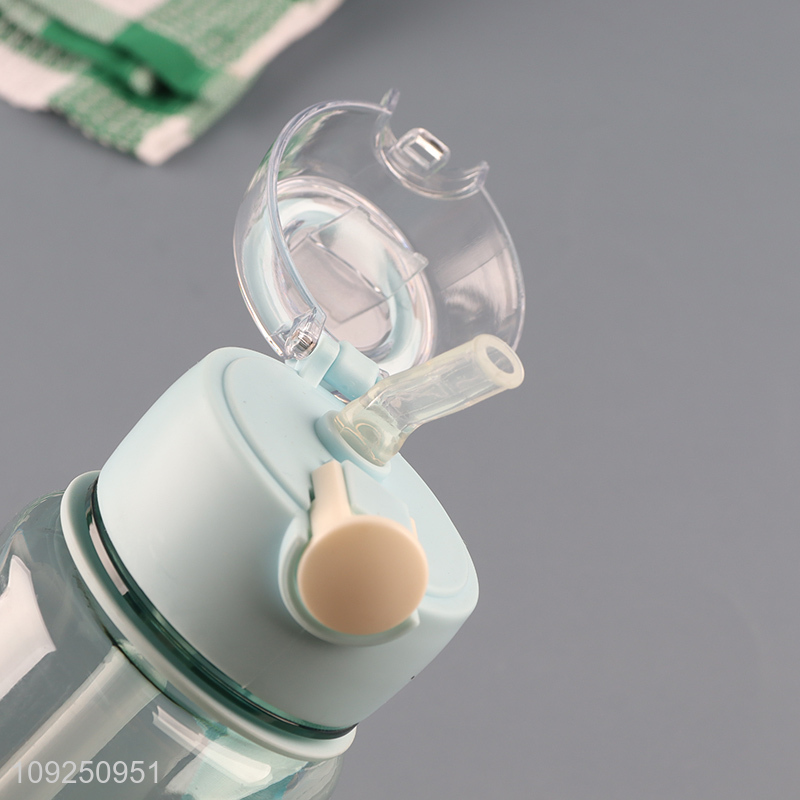 Wholesale Cartoon Panda Printed Plastic Water Bottle with Flip Top & Handle