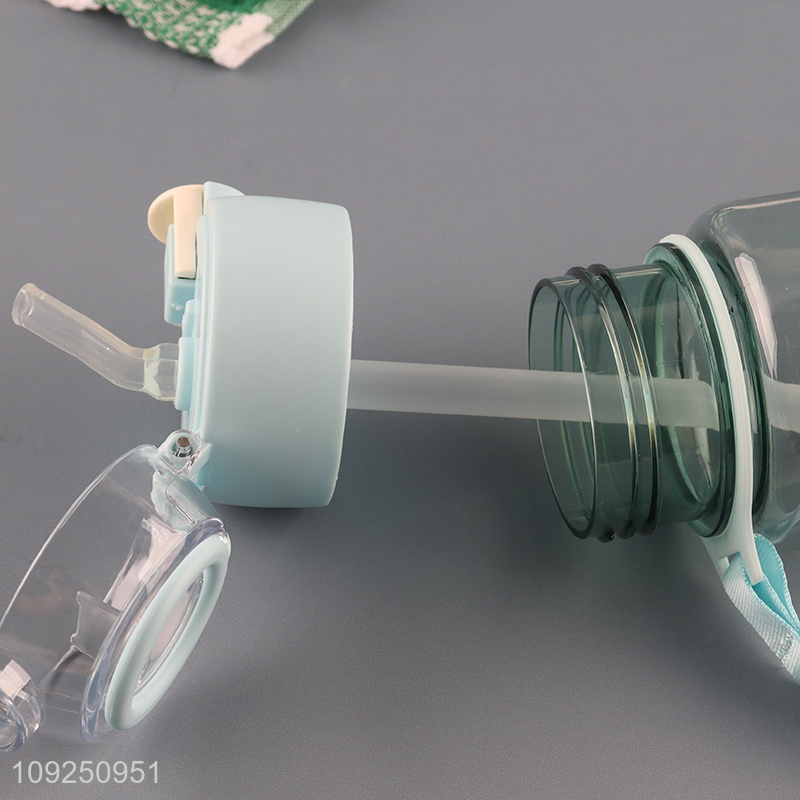 Wholesale Cartoon Panda Printed Plastic Water Bottle with Flip Top & Handle