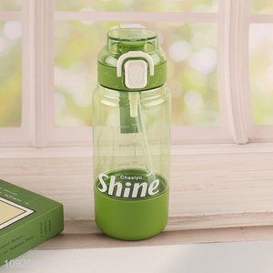 New Arrival Portable Summer Plastic Water Bottle with Straw for Women & Girls