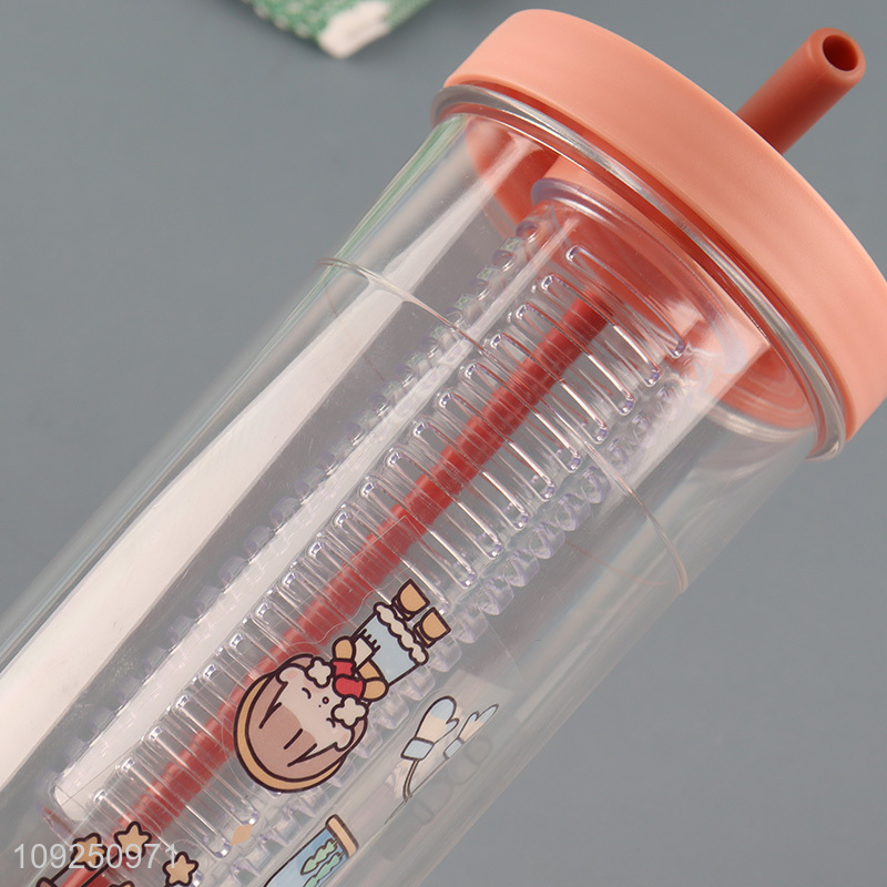 Good Quality Plastic Fruit Infuser Water Bottle Tea Infuer Water Bottle with Straw