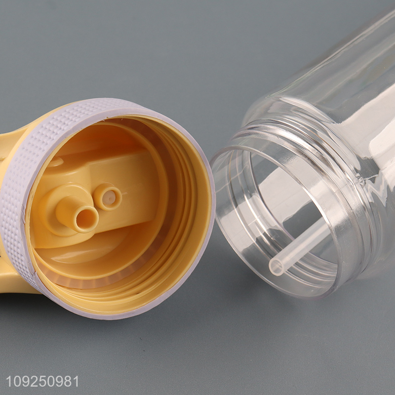 Hot Selling Portable Leak Proof Plastic Water Bottle with Flip Straw & Handle