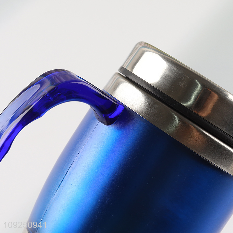 Factory Supply Stainless Steel Insulated Travel Mug with Colroful Plastic Handle